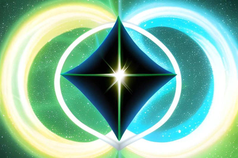 Símbolo luminoso verde y azul